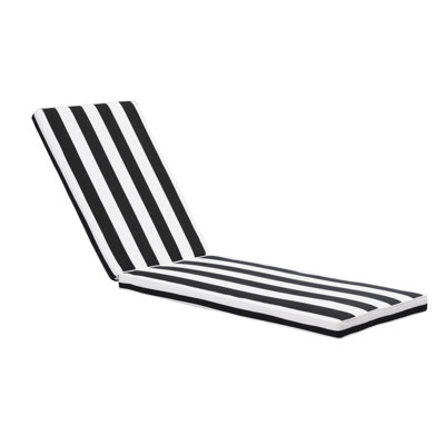 2Pcs Patio Chaise Lounge Cushion, High-Grade , Protected & Fade , Removable Zippered Cover, High Resilience Sponge Filler, Adjustable Straps, Black And White Stripes Decoration Outdoor Chair Seat Pad
