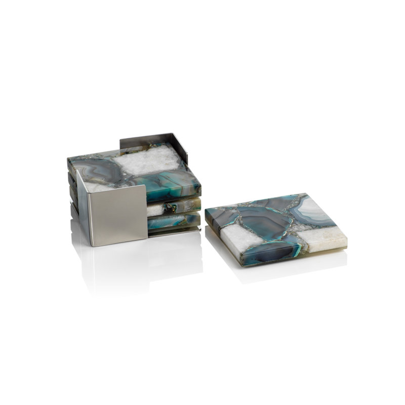Ensemble de sous-verres avec porte-verres, Vert
