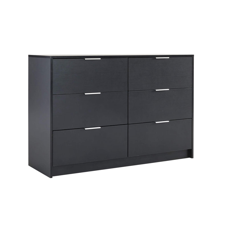 Phoenix 6 Drawer Chest Bedroom Storage Unit, Black