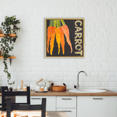 Cadre flottant carotte, légumes et racines, design par Nancy Overton