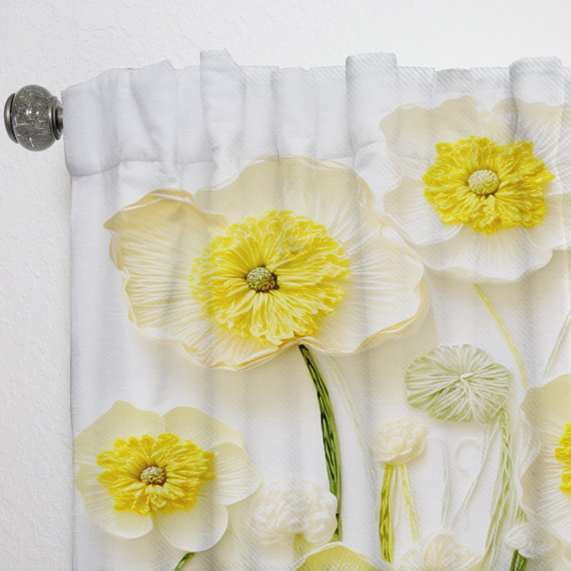 Danico Buttercups Minimalism Dream I - Traditional Curtain - Velvet Room Darkening - 1 panel, 52" W x 63" L