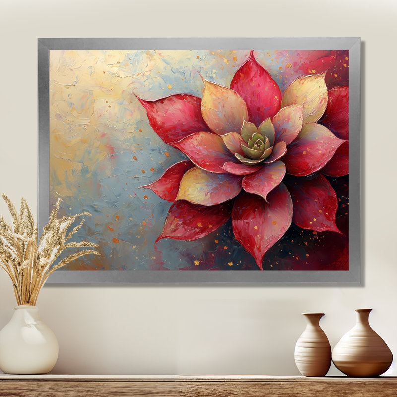Jacere abstrait vibrant Echeveria Succulent - Succulent Large Art mural, Reproduction encadrée d'une seule photo, Argent