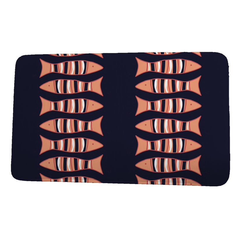 Dominguez Non-Slip Bath Mat, 17" W x 24" L, Navy 