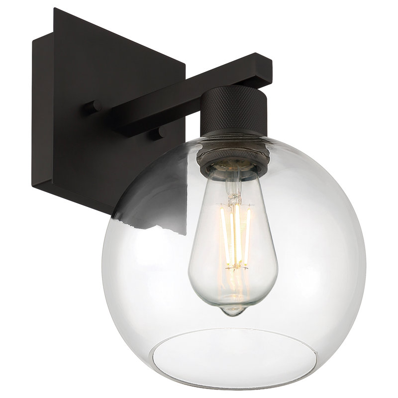 Abdulkhalid LED Wall Sconce - Clear Glass - Replaceable LED, Matte Black