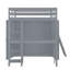 Lit mezzanine avec garde-robe, bureau et tablettes, gris