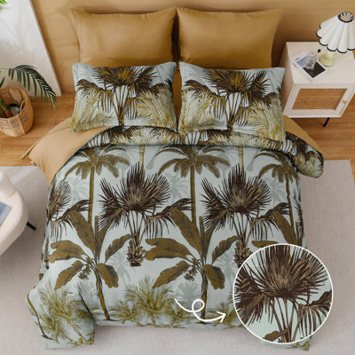 7-Piece Tropical Botanical Comforter Set Soft Microfiber Bedding Set