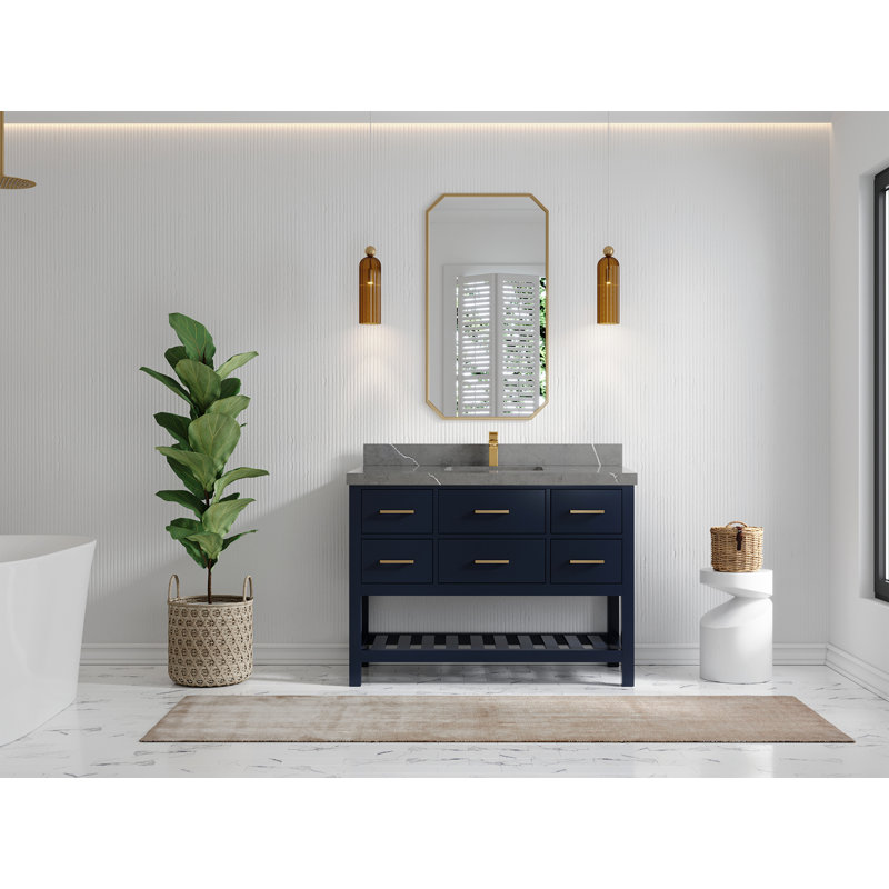 Parker 48'' Single Bathroom Vanity with Top, Piatra Gray
