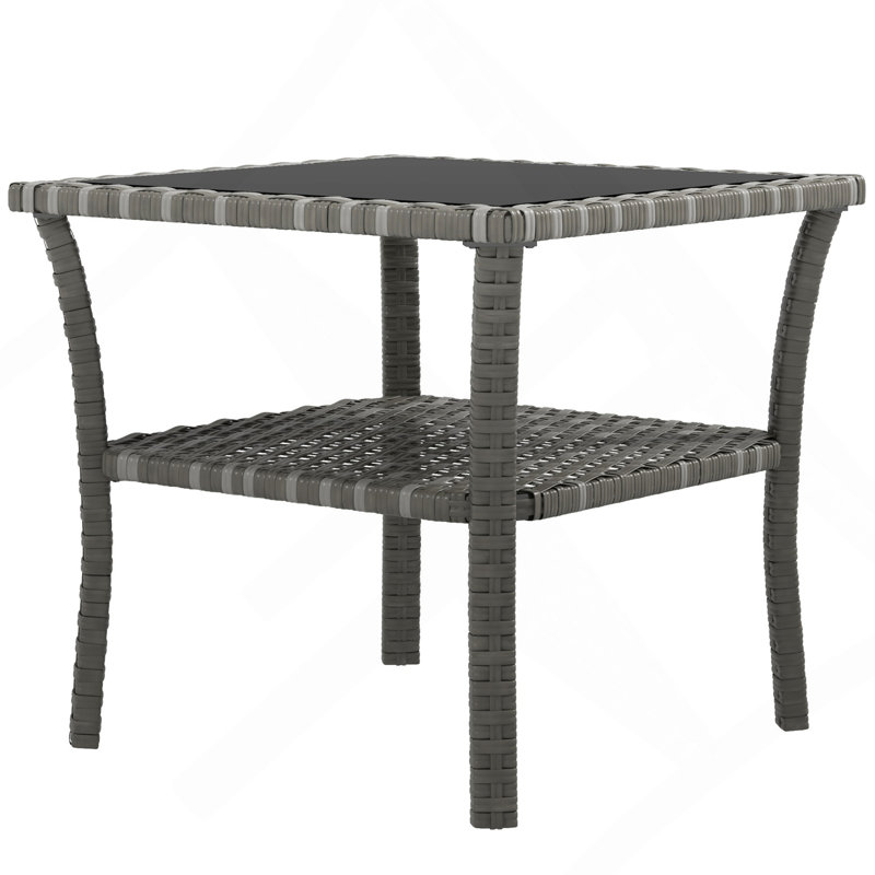 Rattan Side Table, Gray