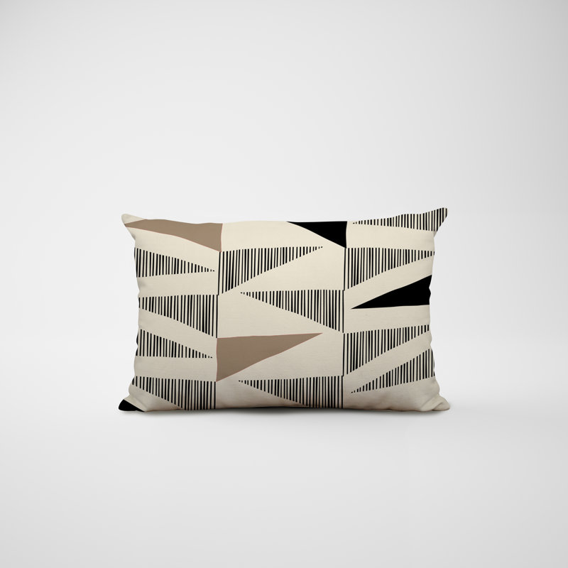 Chamu Polyester/Polyester Blend Lumbar Rectangular Indoor/Outdoor Pillow Cover & Insert, Beige/Black