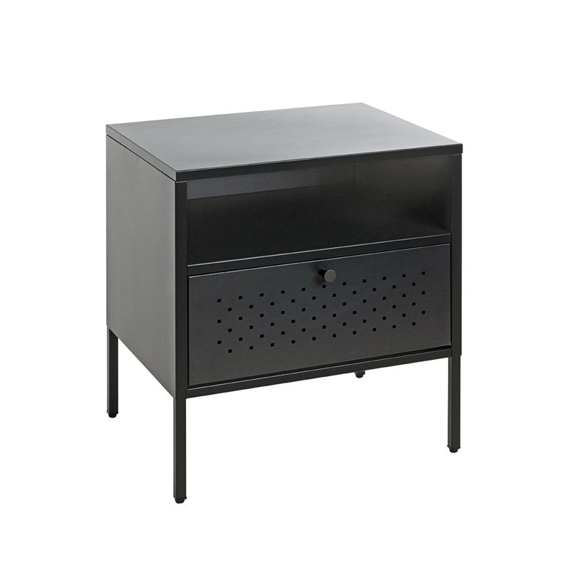 Zaria 1 Drawer Bedside Table, Black