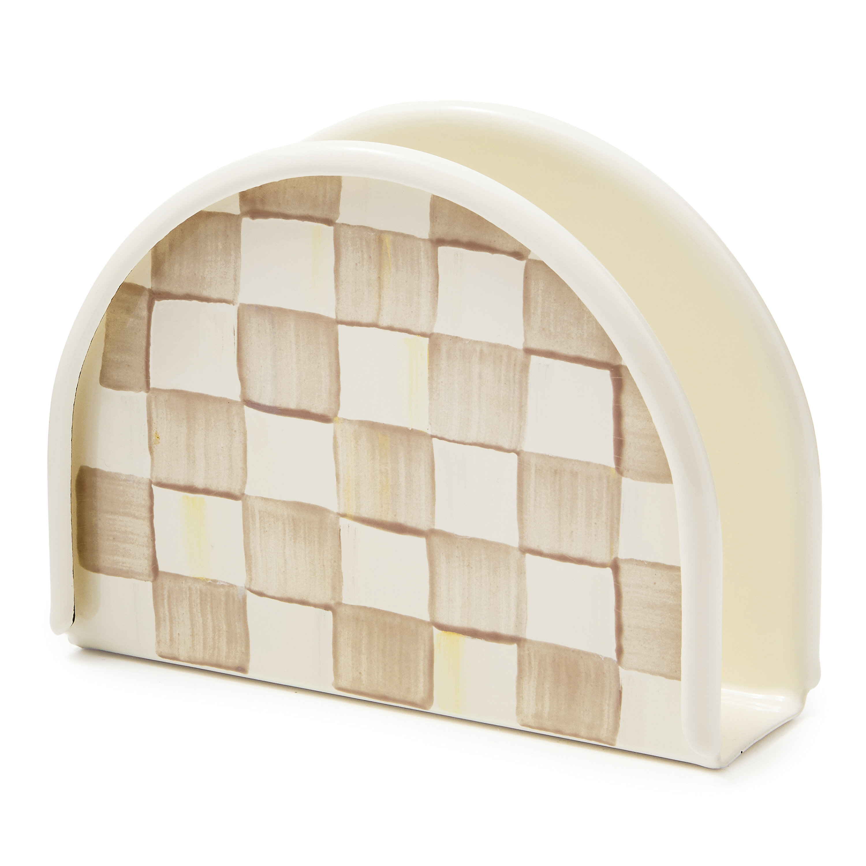 MacKenzie-Childs Mocha Check Napkin Holder | Perigold