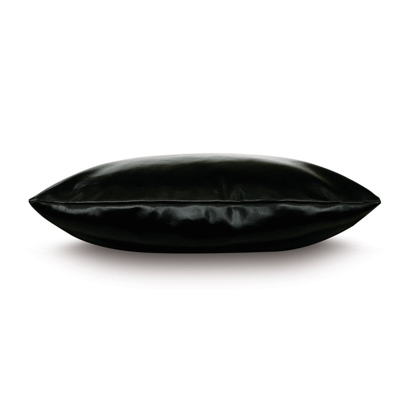 Housse de coussin décoratif en cuir Muse, Encre, 24 po x 24 po