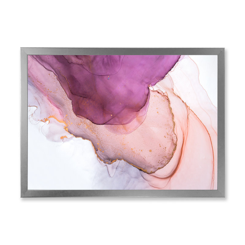 Marbre turquoise et rose marbré, art mural moderne sur toile, H 24 po x l 36 po x P 1 po, Toile argentée avec cadre photo