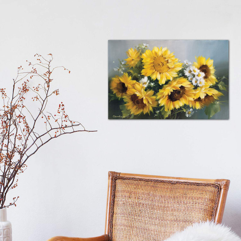 Sunflowers by Natalia Arlouskaya - Wrapped Canvas Painting, 30.48 cm H x 45.72 cm W