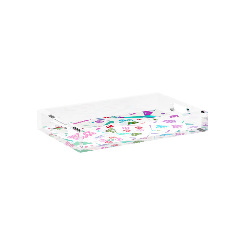 Mahjong Acrylic Decorative Tray, Lively, 12.5"W x 7.75"D x 2"H, Rectangle