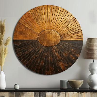 Bronze Brilliance Symmetry IV - Abstract Large Metal Circle Prints