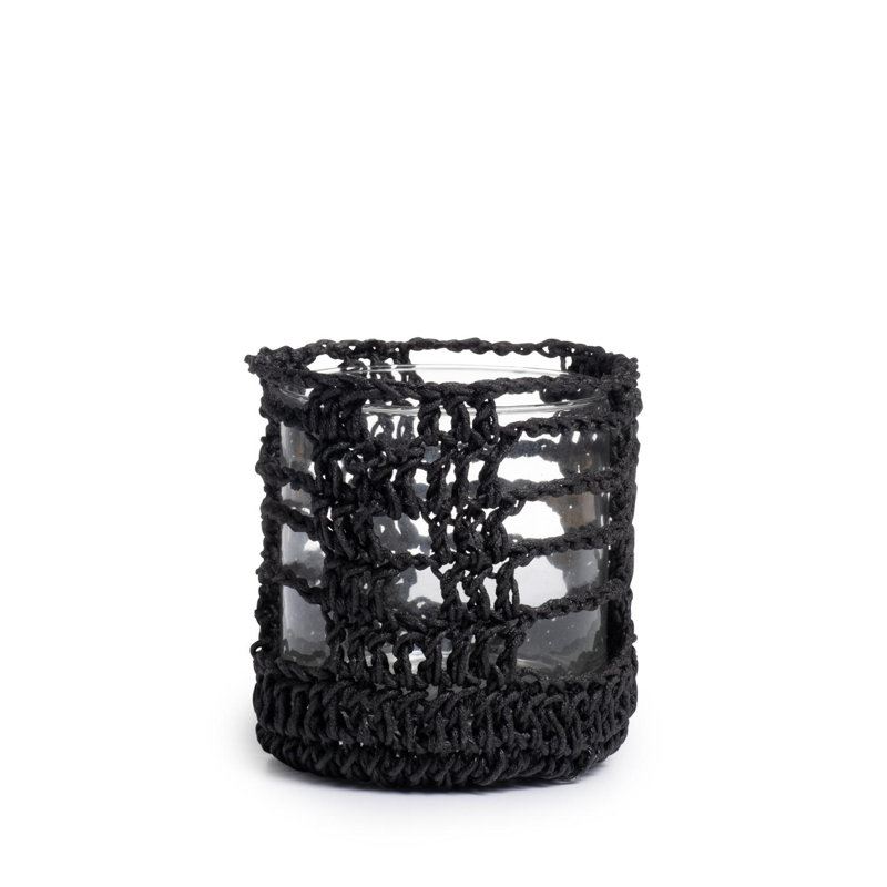 Hemp Basket, 4.25" H x 4.25" W x 4.25" D, Black
