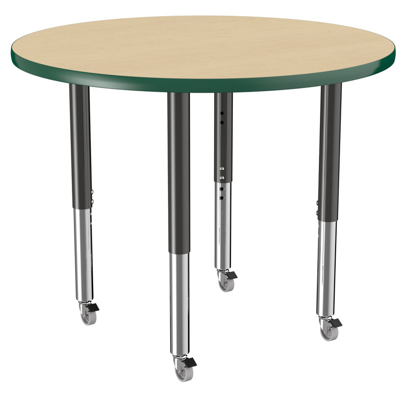 Table ronde à hauteur réglable, 36", Érable / vert / noir, Super
