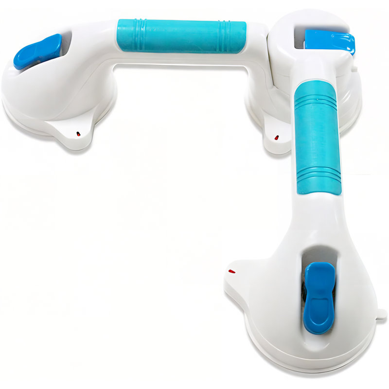 20" Triple Suction Grab Bar With 180 Degree Swiveling Action And Safegrip Bath Handle In Teal Finish