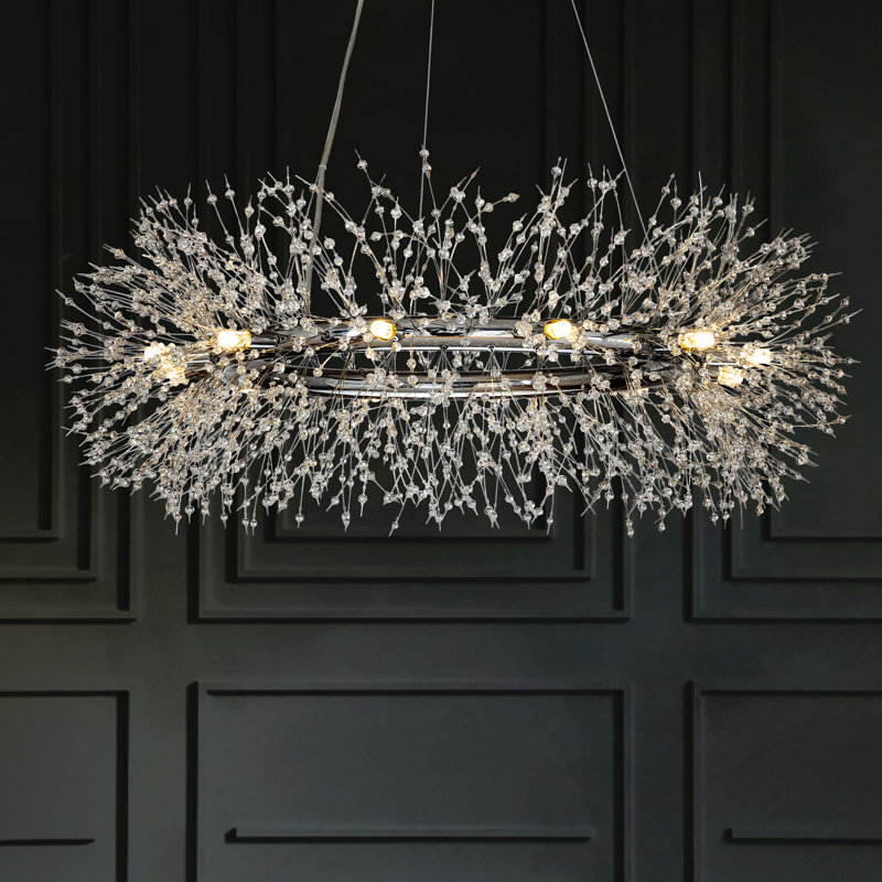 Myanna 12 - Light Dimmable Round / Oval Chandelier, Chrome