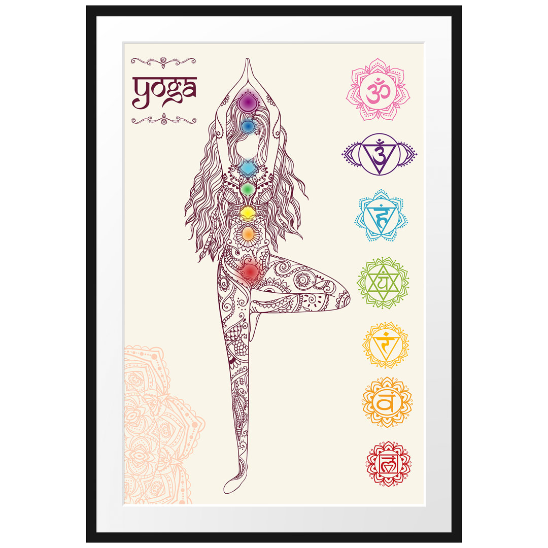 Yoga Figur in Baumhaltung Gerahmtes Poster