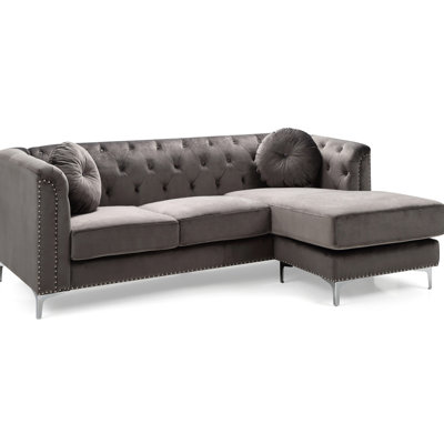 Chaise longue en velours gris foncé 83 po x 58 po 31 po, 4, moyenne