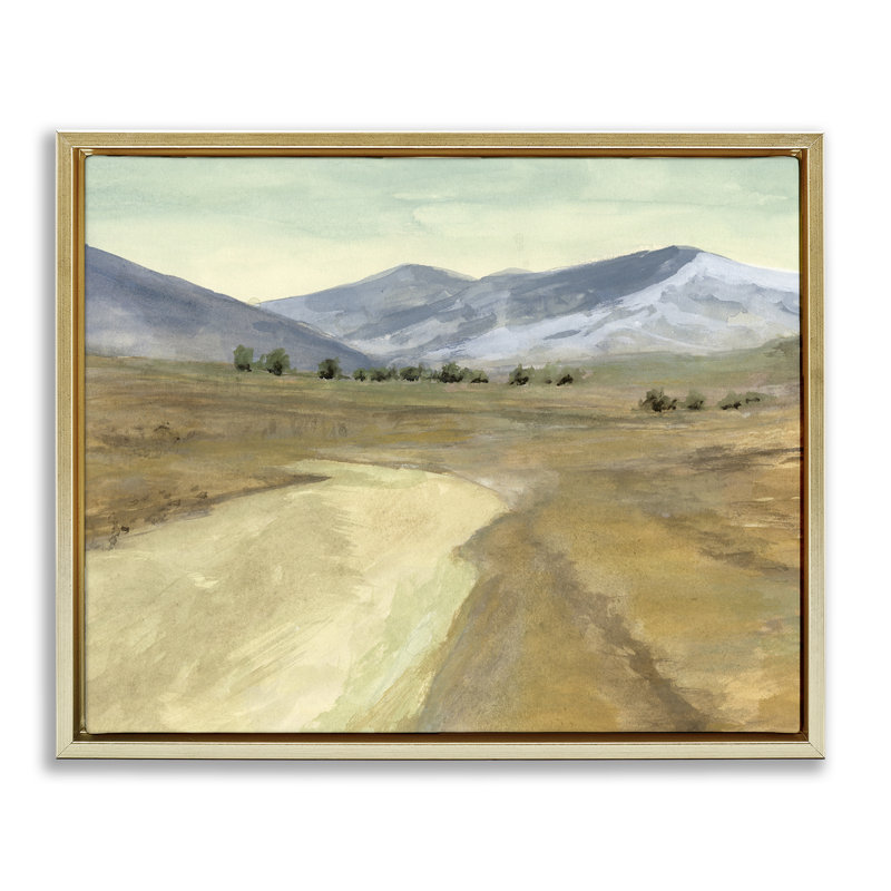  "Distant Desert Mountains", art mural encadré par Michael Willett, H 25 po x l 31 po, Cadre flottant métallique doré