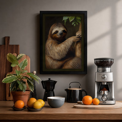 Sloth in Repose Boho - Framed Print