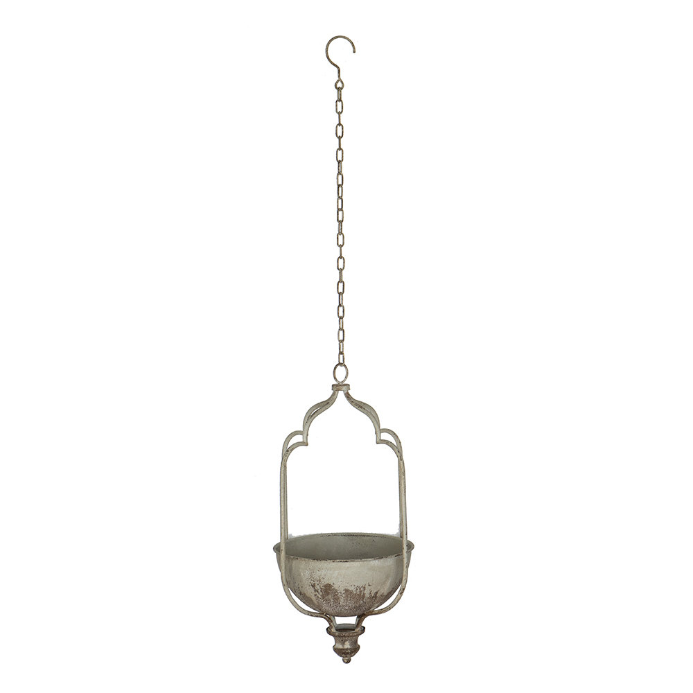 Ophelia & Co. 12X10X21.5" Rustic Hanging Iron Planter With Distressed White Finish | Wayfair