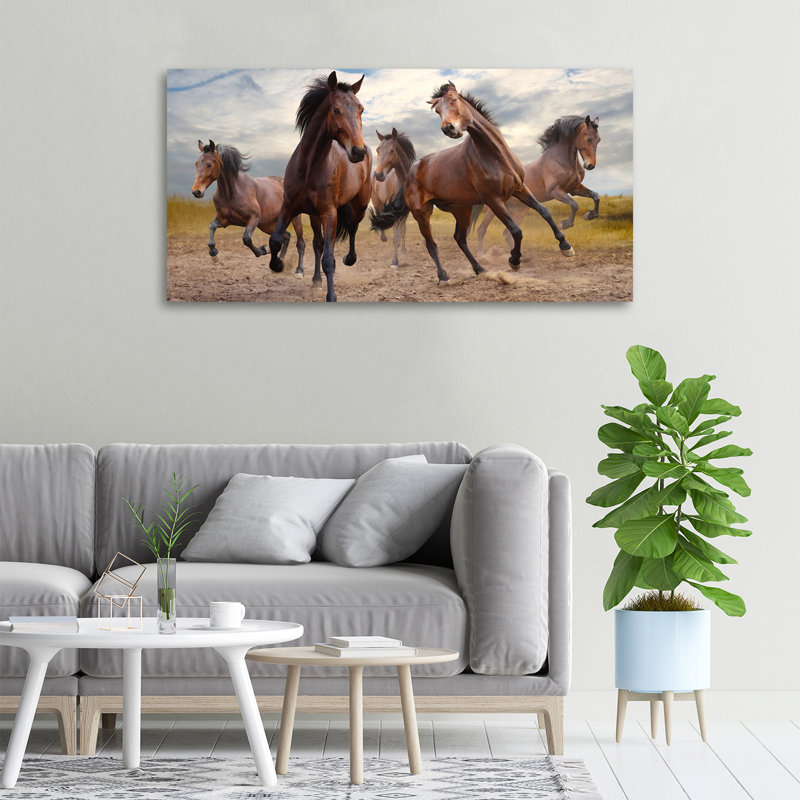 Five Horses - Print, Canvas, 50cm H x 100cm W x 2cm D
