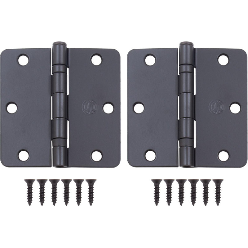 3-1/2" Ball-Bearing Door Hinges, 1/4" Radius Corner, Matte Black