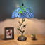 Lampe de table Meryem Tiffany avec vitrail bleu et feuilles vertes incluses Ampoules DEL H 24 po x l 14 po x P 14 po