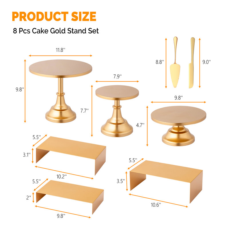8-Piece Cake Stand Set Dessert Table Display Set In Gold