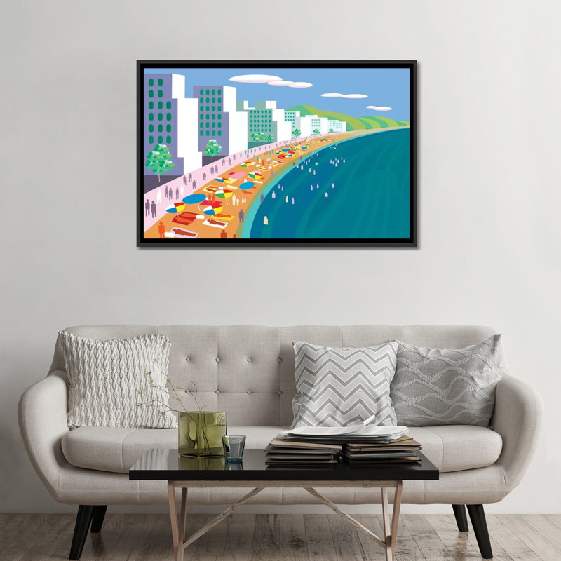«Malecon», impression sur toile, H 18 po x l 26 po x P 1,5 po, Toile avec cadre noir, Pas de tapis