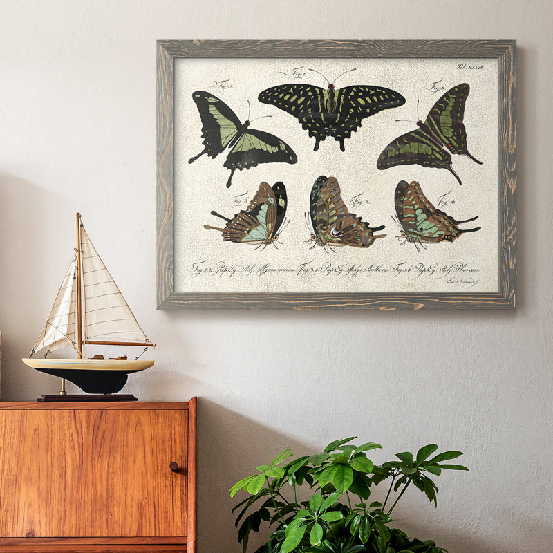 «Crackled Butterflies II», peinture sur toile encadrée, H 26 po x l 38 po x P 1,5 po, Gris