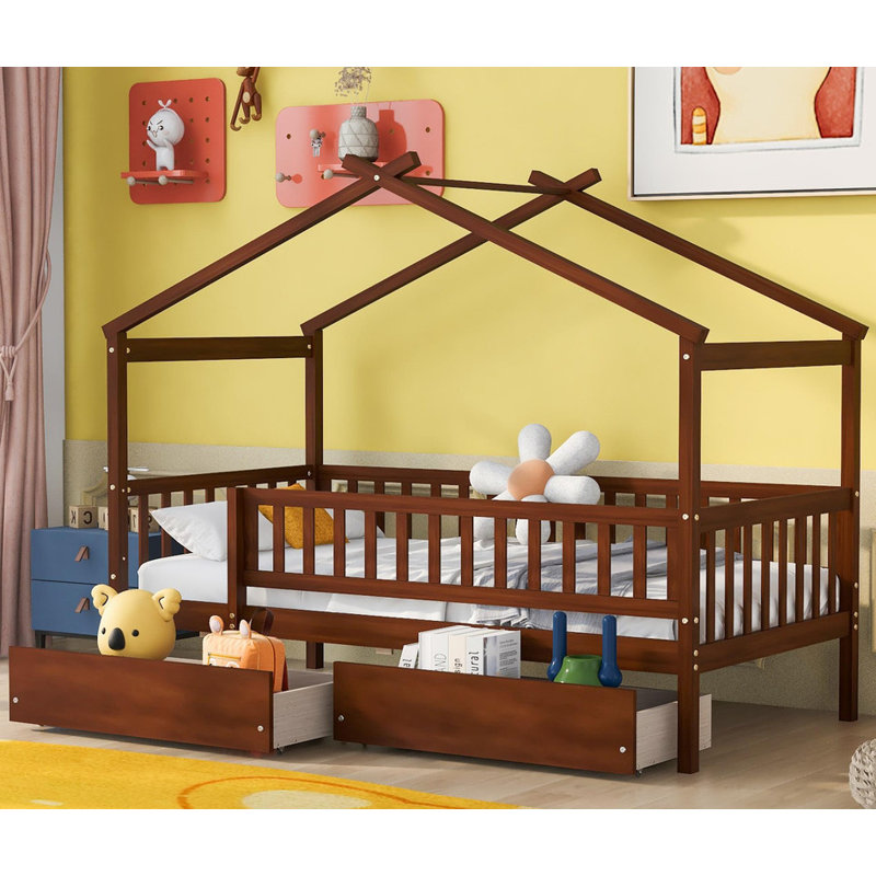 Lit simple en bois pour la chambre, Brun