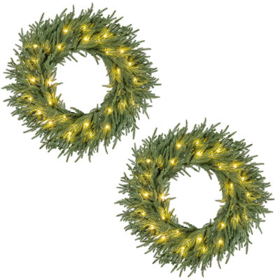 2 guirlande de Noël artificielle 24 po avec 108 branches et 35 lumières DEL blanches