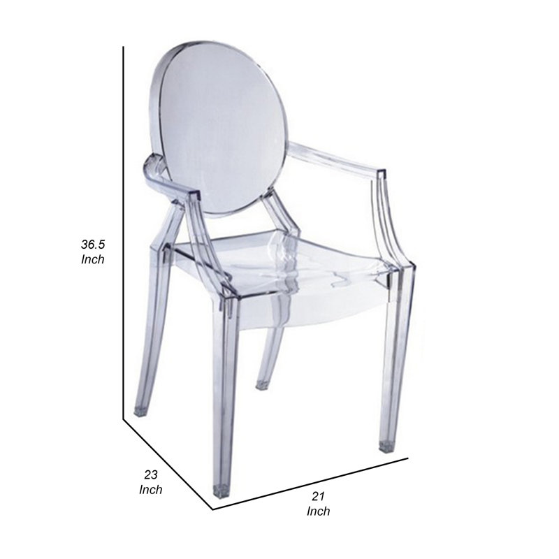 Fauteuils de salle à manger Nili, dossier de forme ovale, siège moulé, Transparent