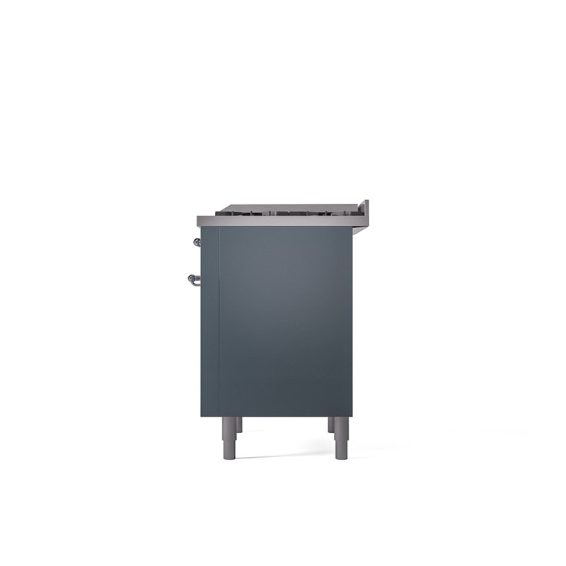 ILVE Nostalgie II Series 36 inch Dual Fuel Range with 6 Burners, Griddle (Glass Door), Blue Gray/Chrome, Liquid Propane