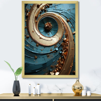 Impression sur toile spirales abstraites bleues et or vortex II_106210
