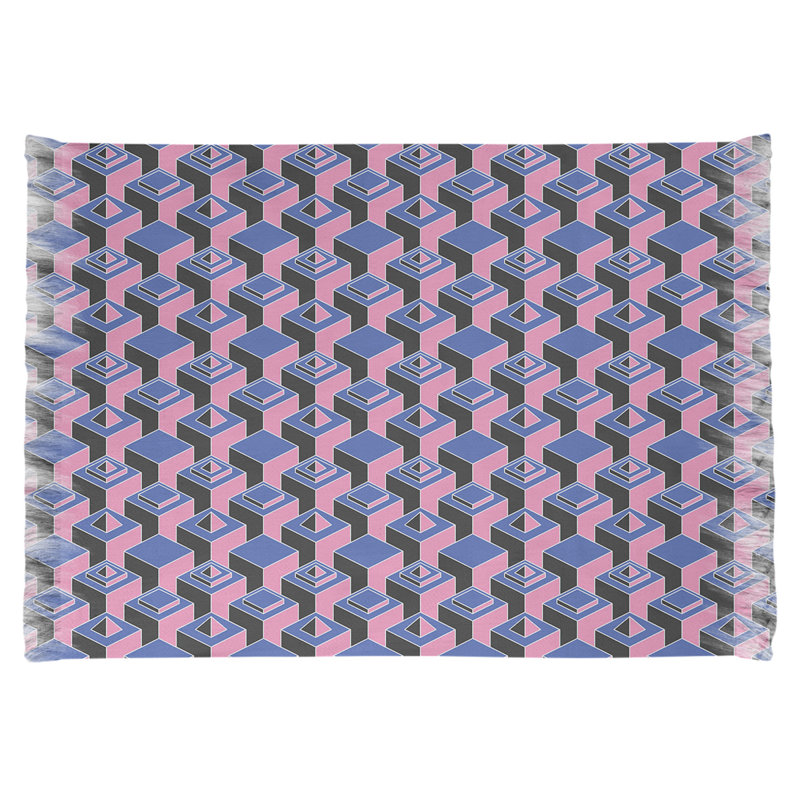 Tapis bleu/rose skyscrapers, Non
