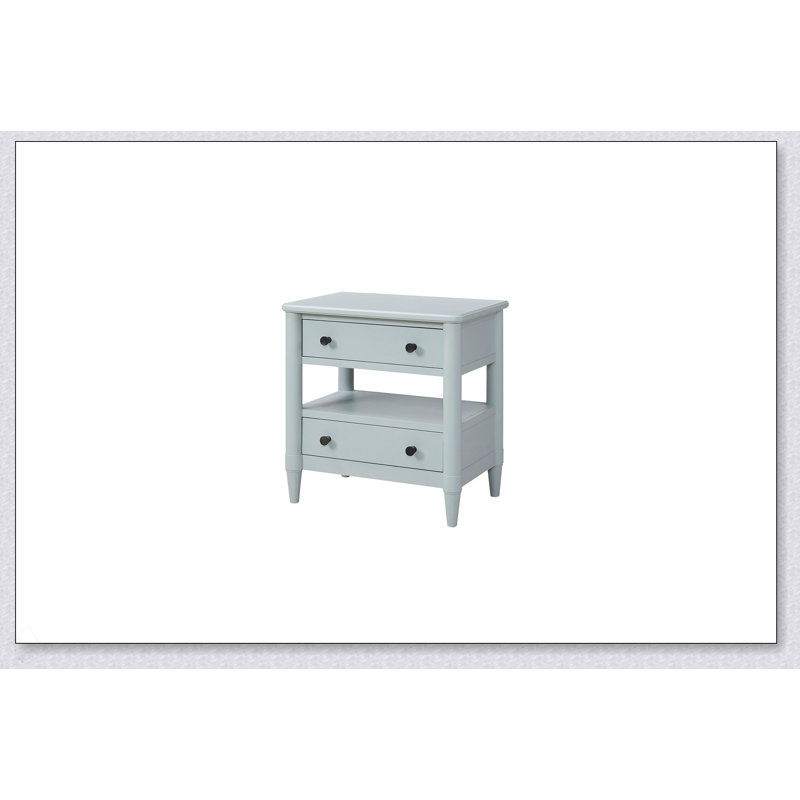 Table de chevet ouverte finition océan avec 2 tiroirs