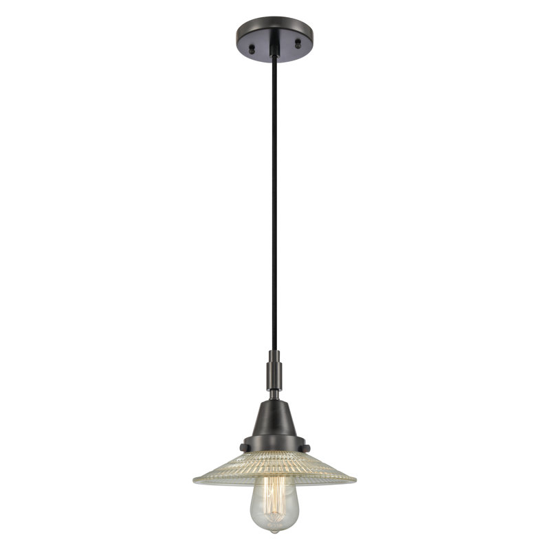 Downtown Urban - Caden Halophane - 1 Light 9" Cord Hung Mini Pendant - Polished Chrome Finish - Matte White Caden Halophane Shade
