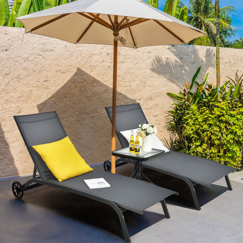 Jesley Outdoor Metal Chaise Lounge Set