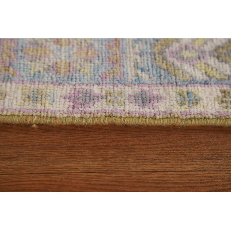 Tapis turc Oushak à motif végétal noué à la main 4 x 5