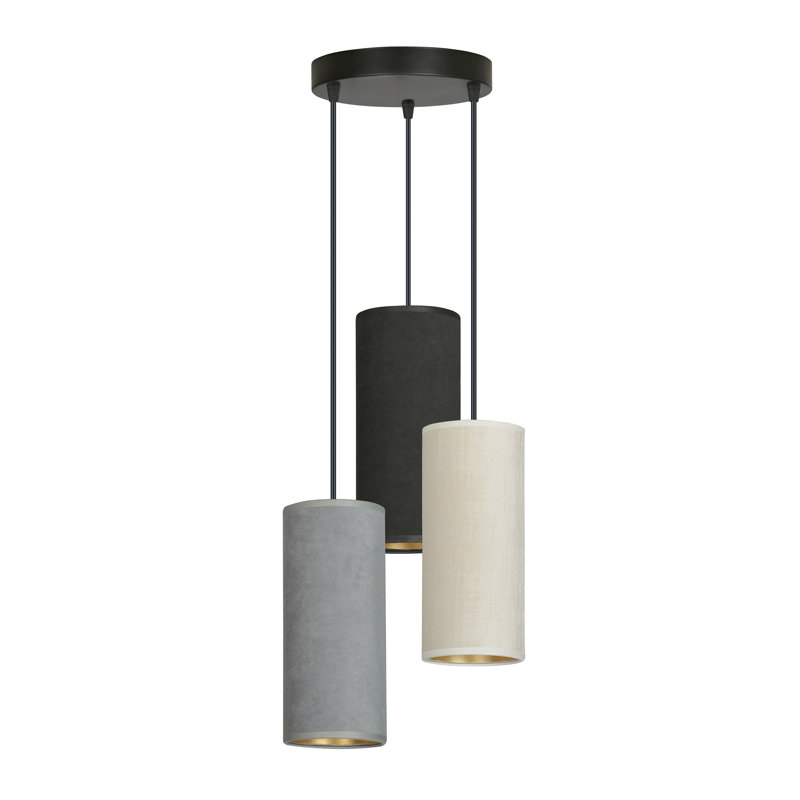 Ealidh 3 - Light Steel Cluster Pendant, Grey/Black/White