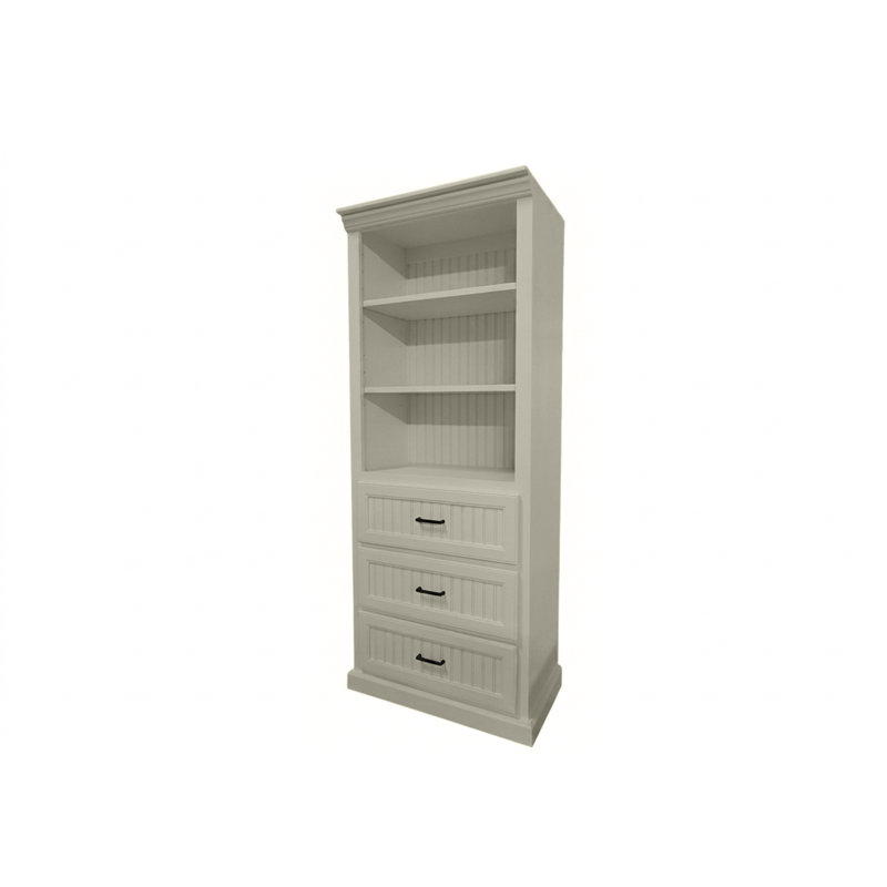 Bibliothèque en bois massif avec rangement Coastal, Soft White