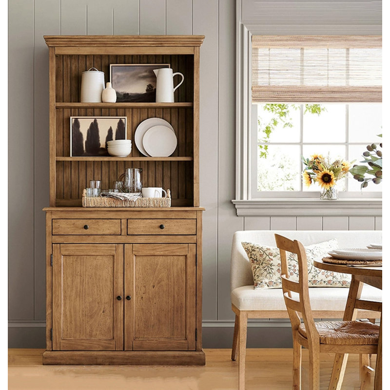 Présentoir 40,94 "en bois massif standard et bois manufacturé et armoires en porcelaine