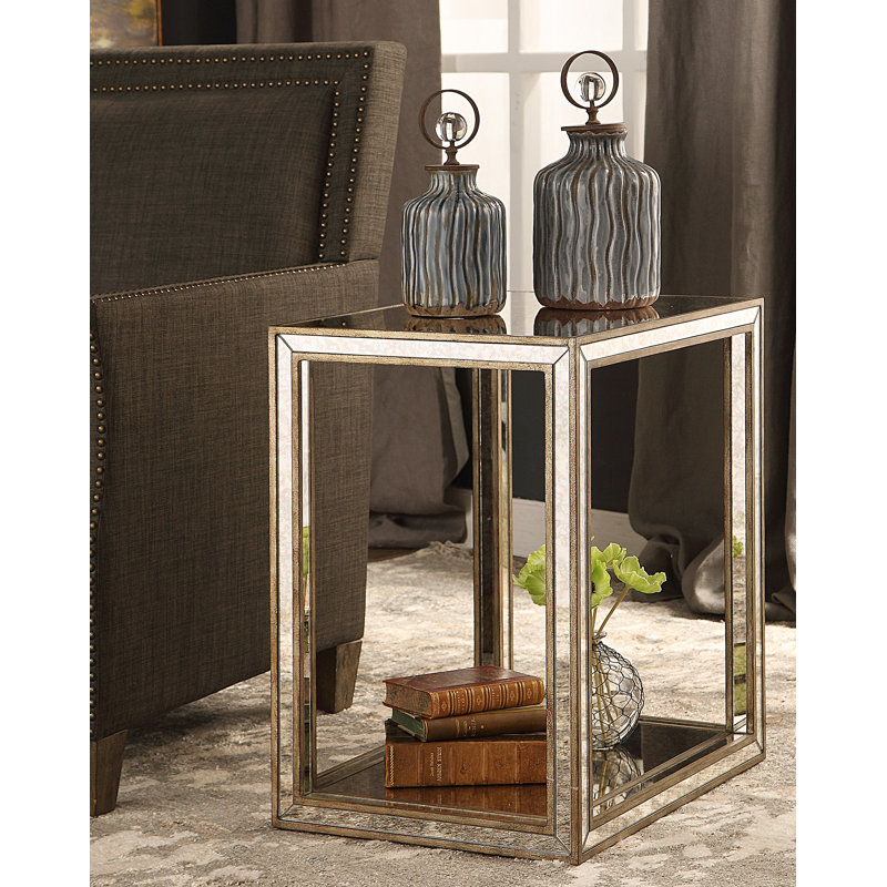 Robinson Mirrored Glass Top End Table