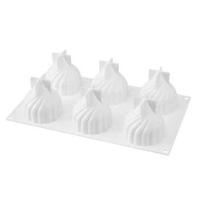 Restaurantware-Pastry Tek 6 Cavities Spiral Silicone Mold, 1 Oven-Ready Spiral Mold - Flexible, Freezable, White Silicone Spiral Jello Mold, Easy Release, For Baking
